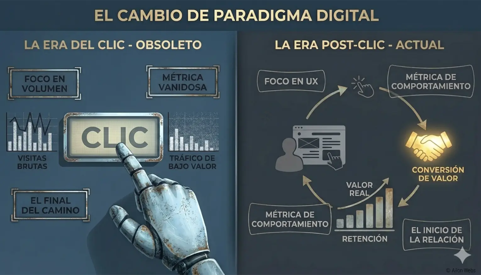Era post-clic: Esquema Comparativo Antes vs. Ahora