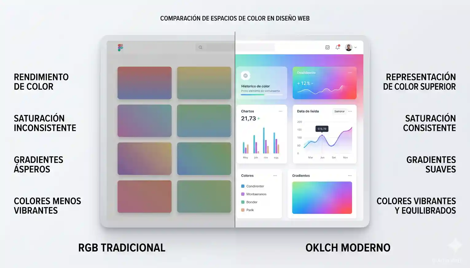 Comparativa visual RGB vs OKLCH
